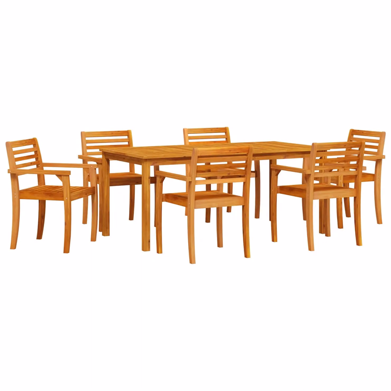 Berkfield Home 7-Piece Modern Acacia Wood Garden Dining Set in Brown – 2