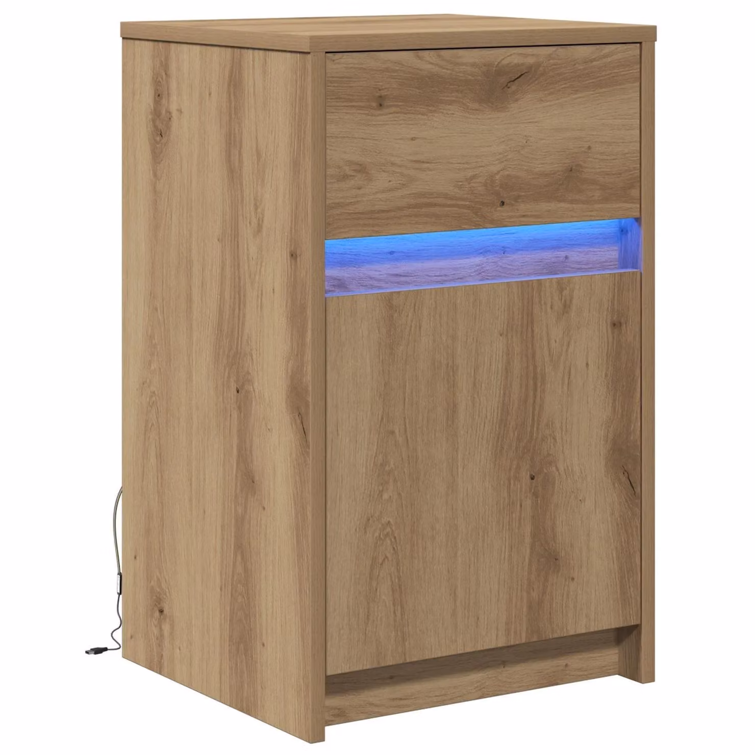 Berkfield Home Artisan Oak Bedside Cabinet in Brown, W/D/H: 38 x 34 x 61 cm – 2