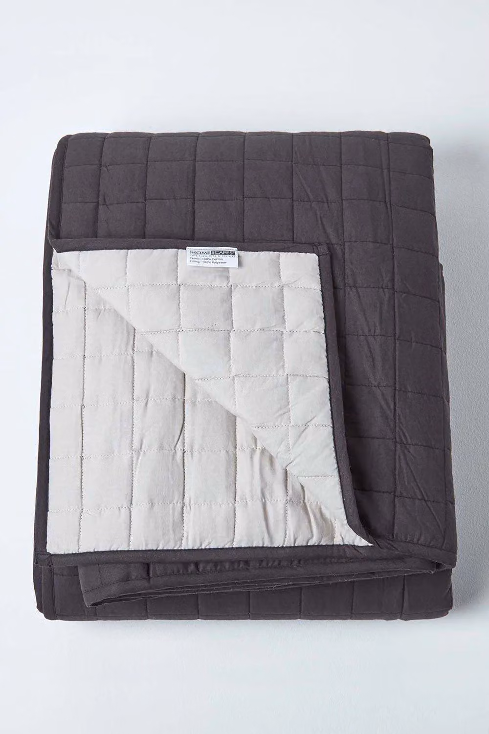 Homescapes Black Cotton Quilted Reversible Bedspread – 2