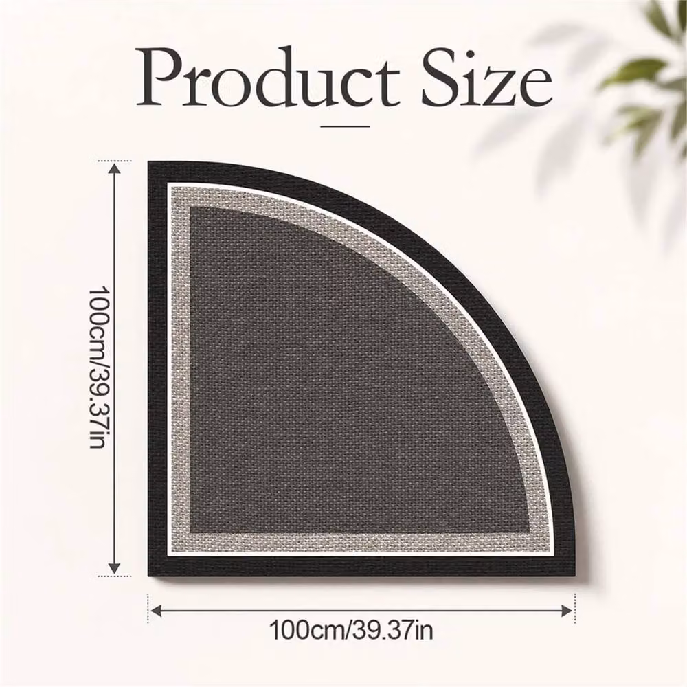 KORVIXA Non-Slip Triangle Corner Area Rug in Black, Diameter: 100 cm – 2
