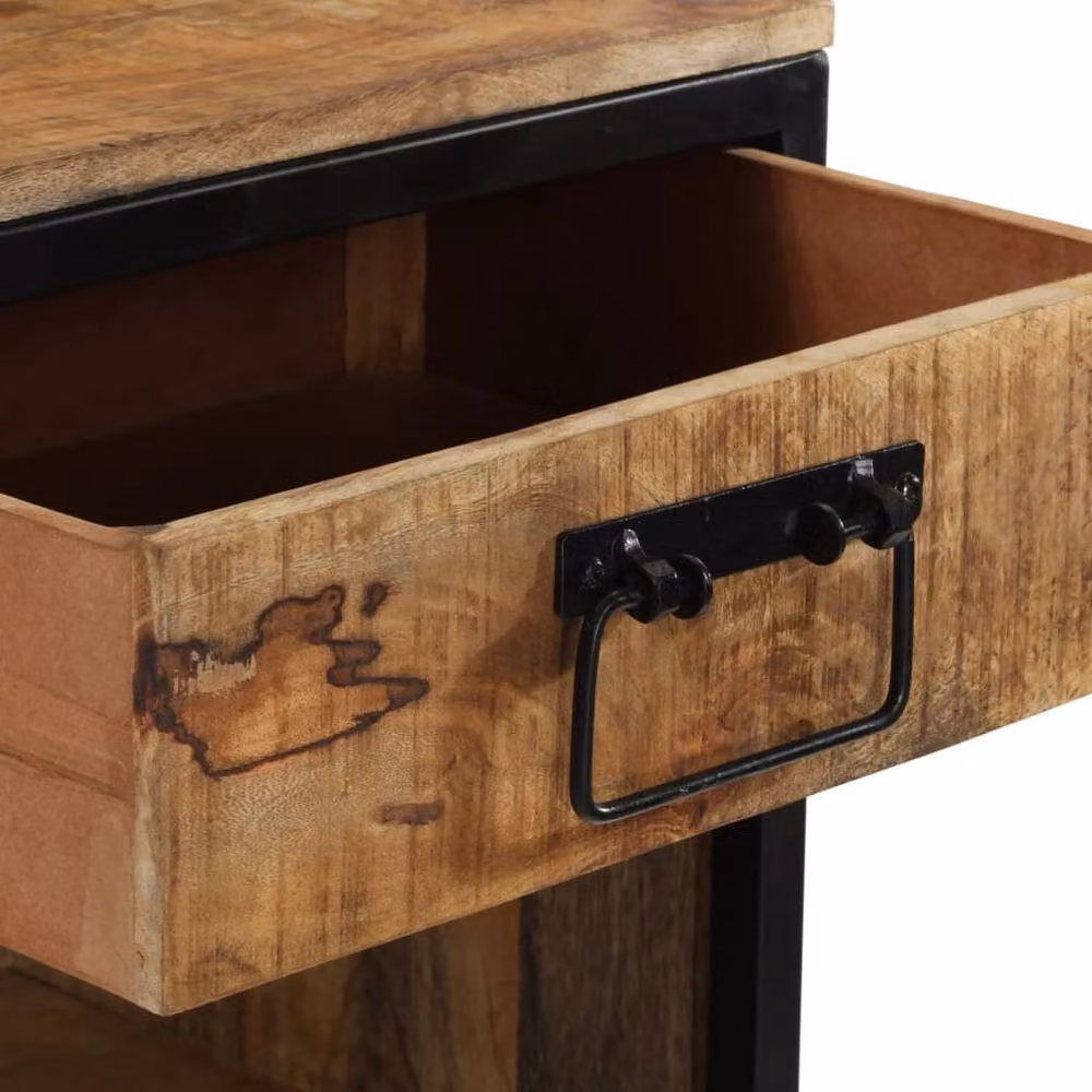 Berkfield Home Bedside Cabinet in Brown Solid Mango Wood, W/D/H: 40 x 35 x 40 cm – 5
