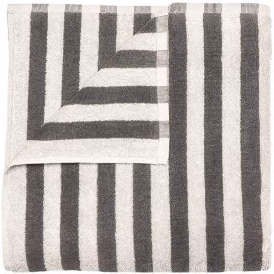 Blomus ARTO Set of 2 Striped Cotton Terry Guest Towels in Dark Grey Moonbeam/Magnet, W/D/H: 50 x 30 x 30 cm – 1