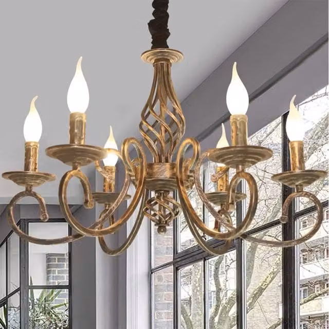 The Bath Plus TB+ Bronze 6 Light Suspended Metal Chandelier