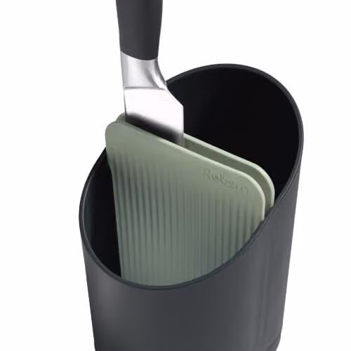 ReBorn Recycled Plastic Kitchen Cutlery Drainer Drying Rack with Drip Tray, Charcoal Grey and Sage Green, W: 17.4 cm, D: 13.8 cm, H: 11.4 cm – 2