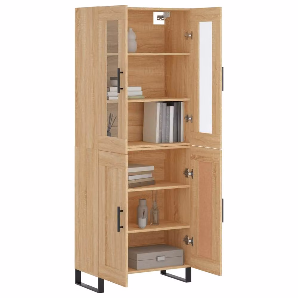Berkfield Home Sonoma Oak Highboard in Light Oak, W/D/H: 69.5 x 34 x 180 cm – 3