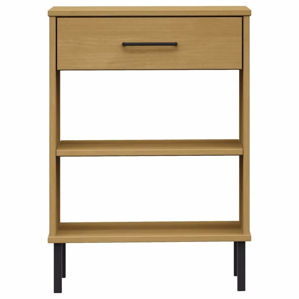 Berkfield Home Oslo Console Cabinet in Brown Solid Pine Wood with Metal Legs – 4
