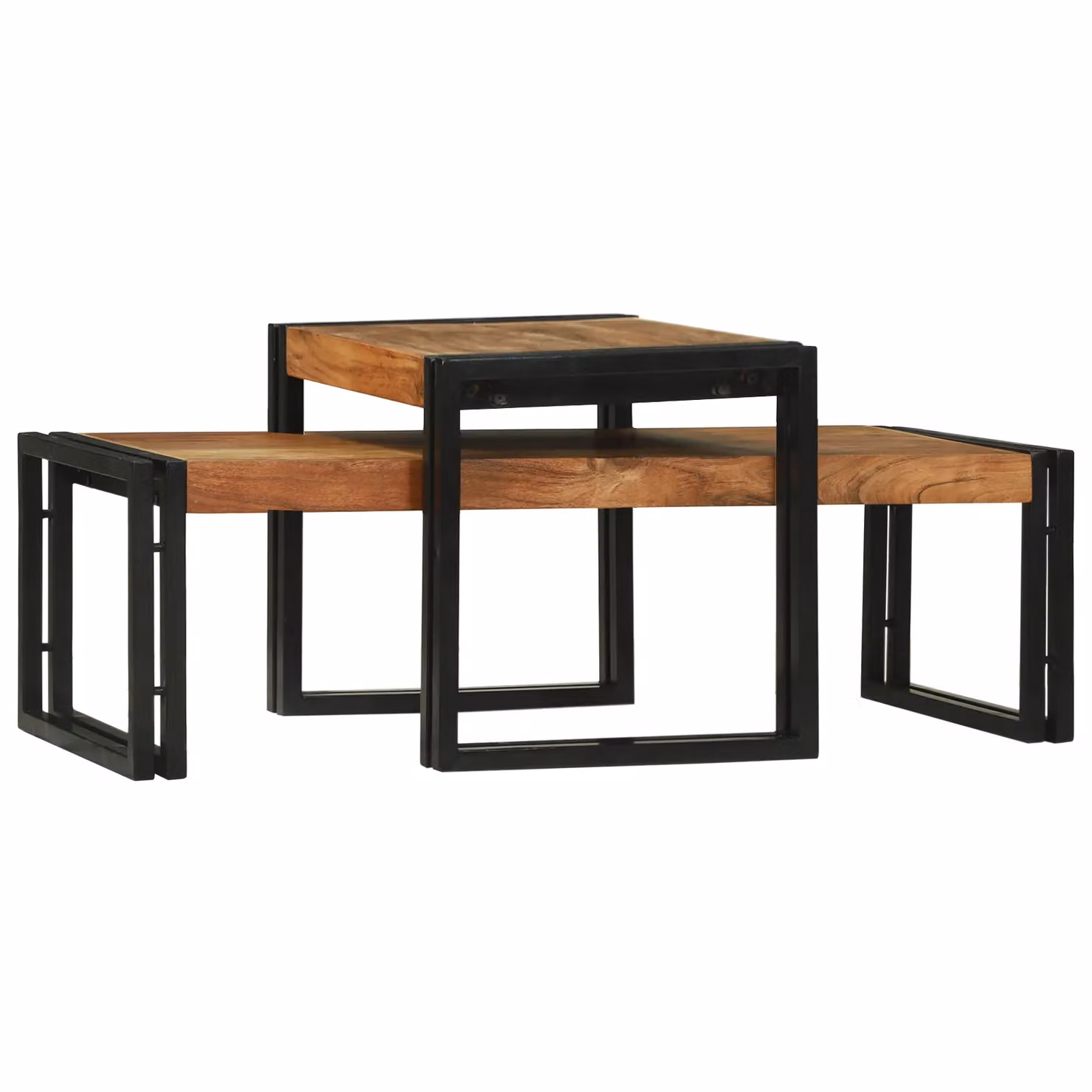 Berkfield Home 2 Piece Solid Acacia Wood Coffee Table Set in Brown – 2