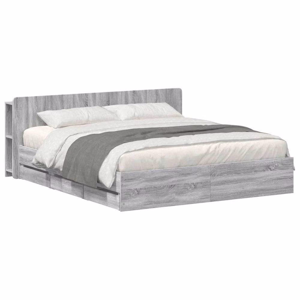 Berkfield Home Modern Bed Frame with Storage Drawers in Grey Sonoma, W/D/H: 180 x 200 cm, Engineered Wood – 2