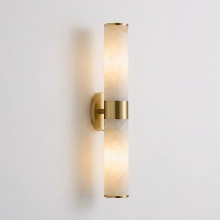 Araco Lumière Frozen Glow Alabaster Wall Light in White and Gold/Brass