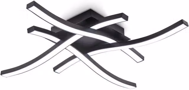B.K.Licht Modern Black Organic Curved LED Ceiling Light, 20W, 2200Lm, 4000K Neutral White, IP20