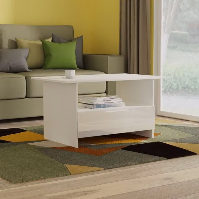 Lucca 2 U Ready Assembled Bottom Drawer Coffee Table in White