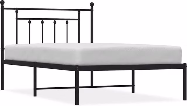 Berkfield Home Metal Bed Frame with Headboard in Black, W/D/H: 100 x 200 cm – 1