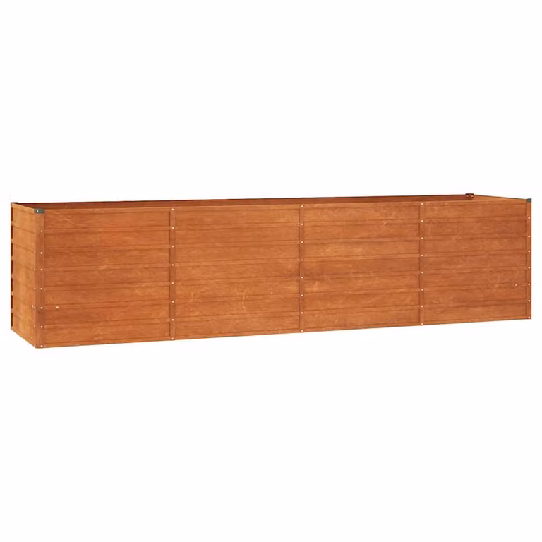 Berkfield Home Garden Raised Bed in Brown Corten Steel, W/D/H: 320 x 80 x 77 cm