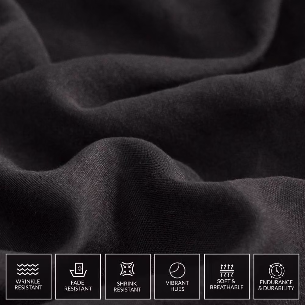 Pamposh Black Pre Washed Microfibre Duvet Cover Set, W: 140 cm, H: 200 cm – 5