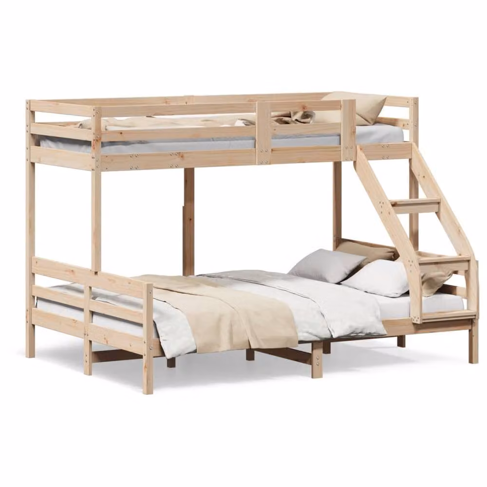 Berkfield Home Rustic Solid Wood Pine Bunk Bed in Brown, W/D/H: 90 x 200 cm / 140 x 200 cm – 2