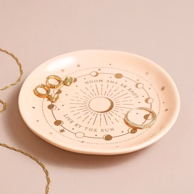 Lisa Angel Pink and Gold Ceramic Round Trinket Dish Bowl – 1