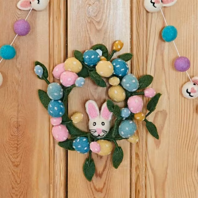 Paper High Multicolour Felt Easter Bunny Wreath