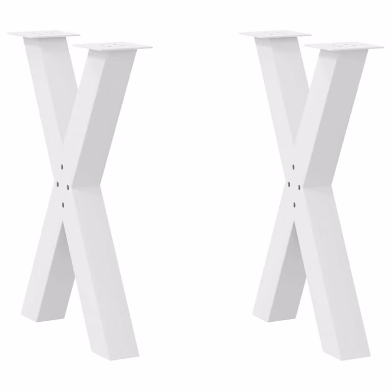 Berkfield Home X-Shaped Dining Table Legs, 2 Piece Steel Set, White, W: 60 cm, H: 72.5 cm