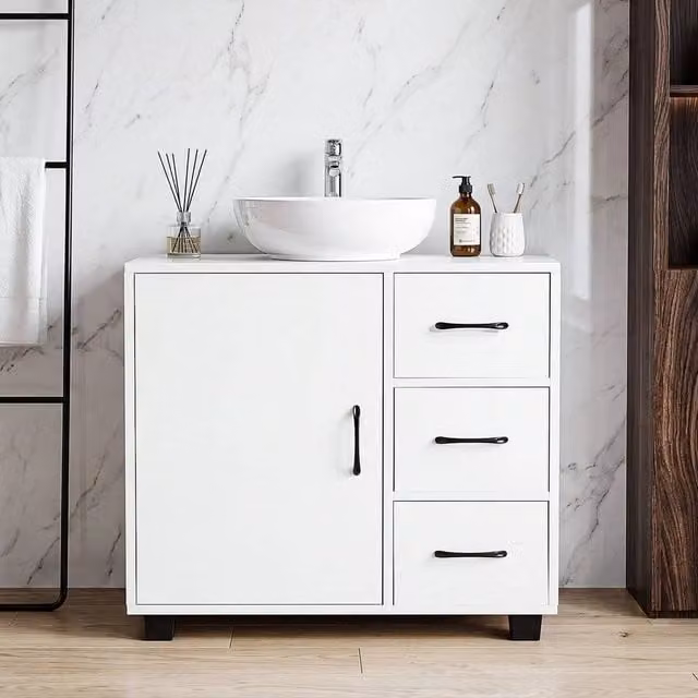 PAWNORA White Modern Under Sink Bathroom Basin Unit – 1