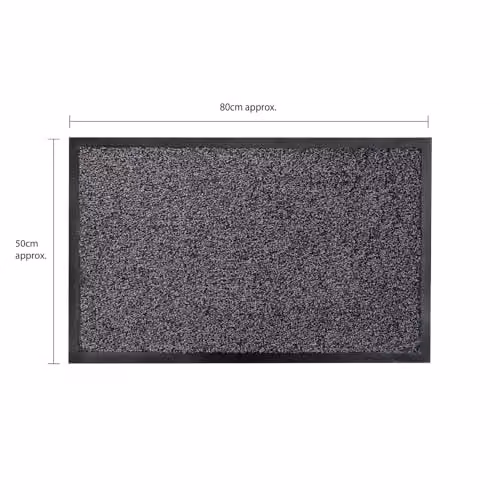 JVL Admiral Microfibre Barrier Doormat, Charcoal Grey, W: 50 cm, D: 80 cm, H: 0.5 cm – 3