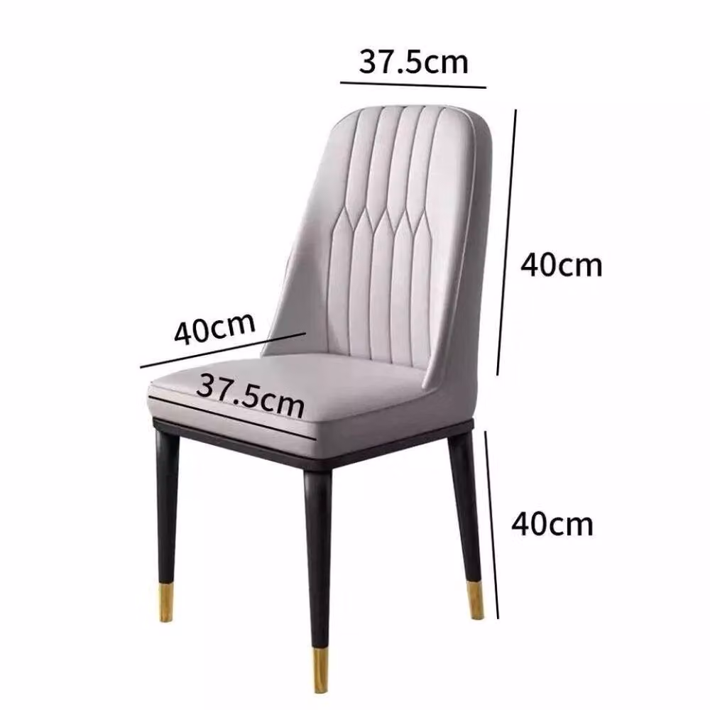FLAVORA Set of 2 Armless Faux Leather Dining Chairs with Metal Legs in Grey – 2