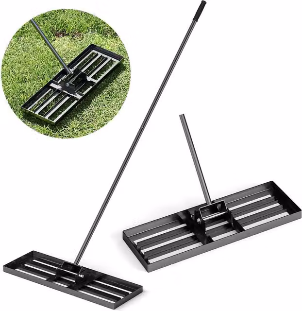 Gymax Heavy Duty Lawn Leveling Rake in Black, W: 75 cm