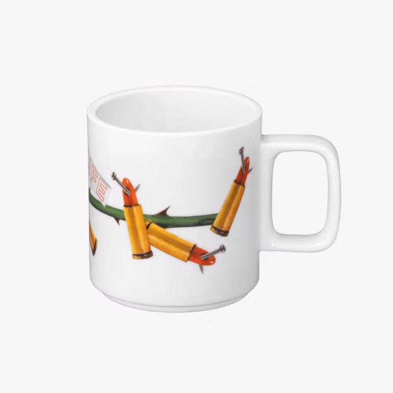 Hasami Porcelain Art Mug by Artist Ran Tondabayashi in White