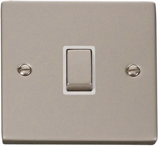 SE HOME Pearl Nickel 1 Gang 20A Ingot DP Flush Switch in White