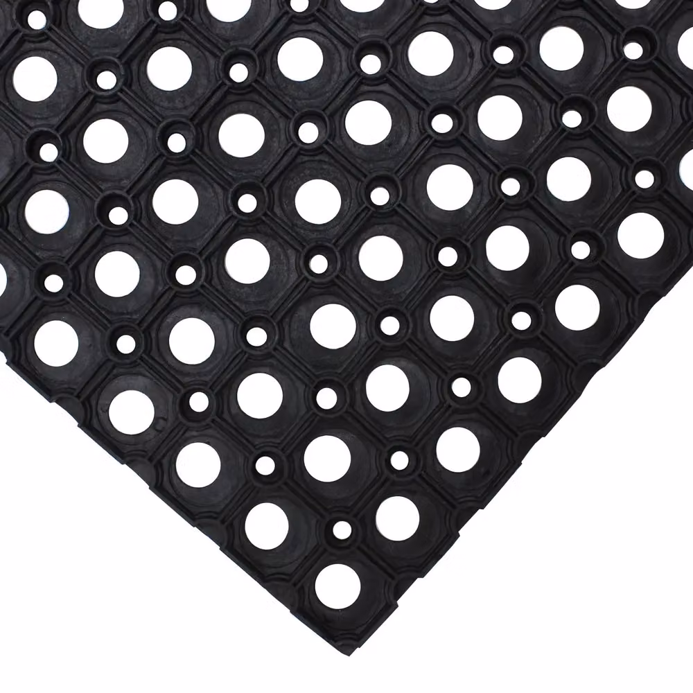 JVL Rondo Rubber Ring Scraper Doormat, Black, Pack of 2, W: 40 cm, D: 60 cm – 2