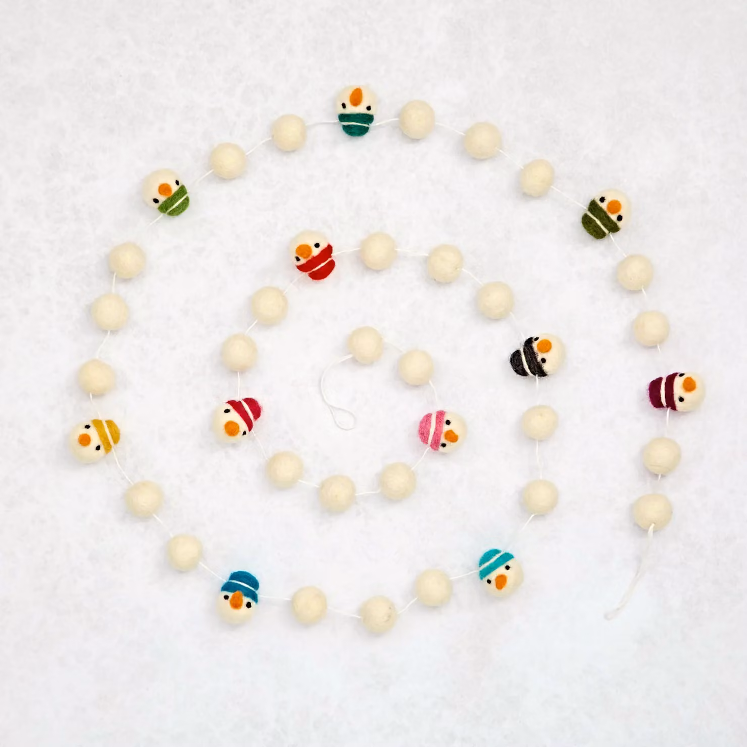 Paper High Multicolour Felt Snowman and Pom Pom Christmas Garland – 2