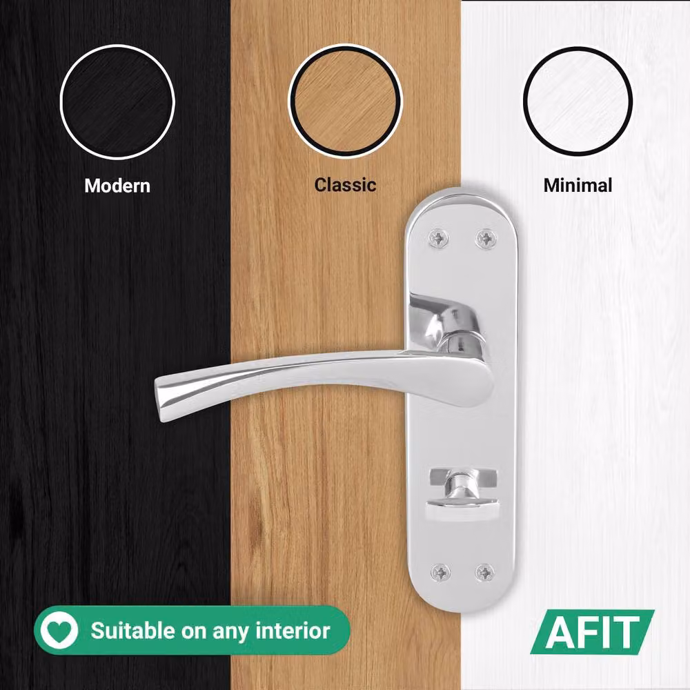 AFIT Chrome Twist Bathroom Handle Novi Backplate Privacy Pair in Polished Metallic Silver W/D/H: 15 x 15 x 1.5 cm – 4