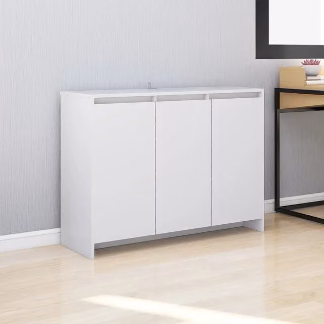 Berkfield Home White Matt Sideboard in Engineered Wood W/D/H: 102 x 33 x 75 cm