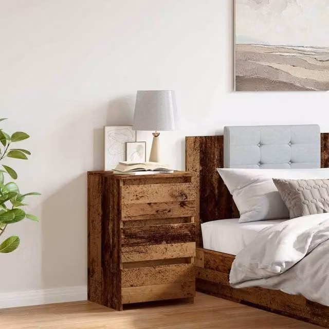 Berkfield Home Elegant Bedside Cabinet in Brown Old Wood, W/D/H: 40 x 35 x 62.5 cm – 1