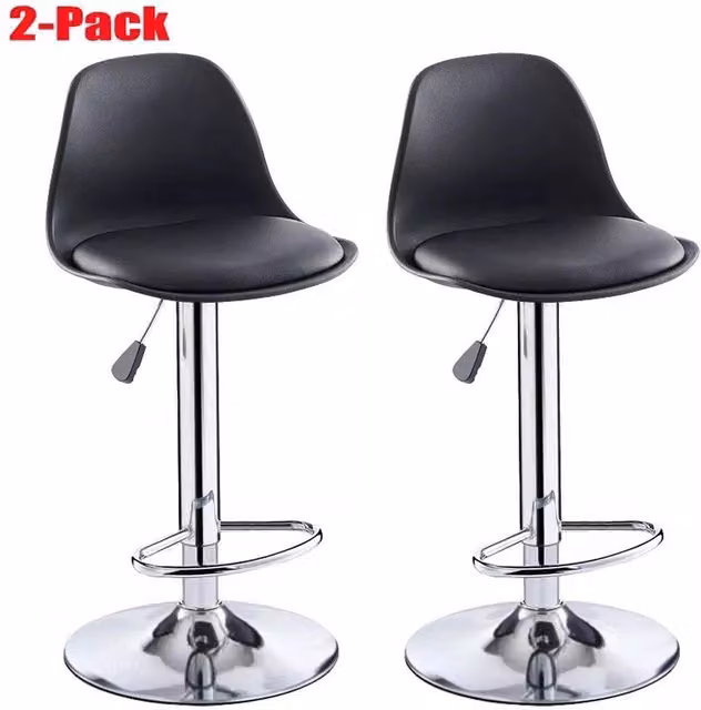 SPETLEK Set of 2 Modern Black Metal Bar Stools – 1