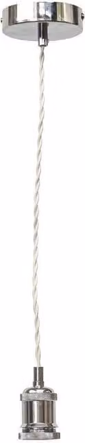 First Choice Lighting Retro Polished Chrome Ceiling Pendant Flex Kit for E27 LED Shades in Silver – 1
