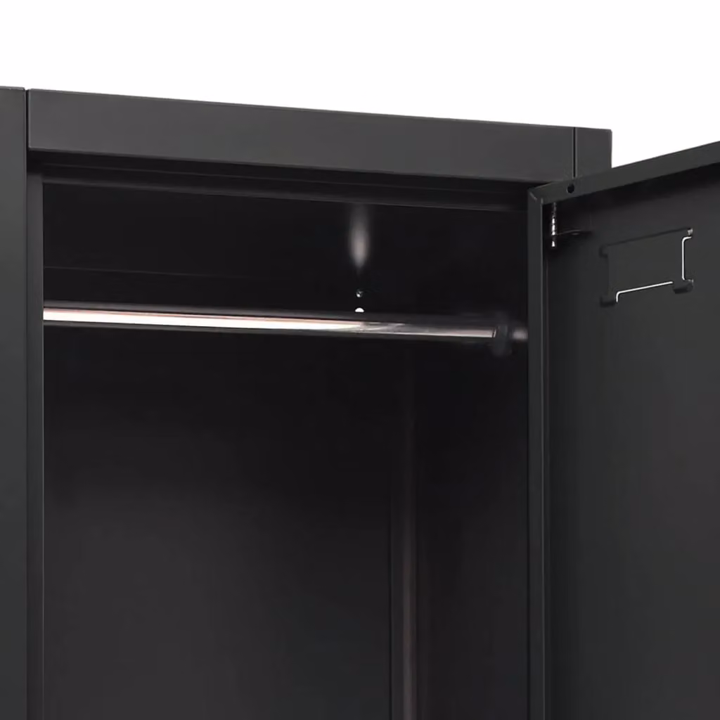 Berkfield Home Anthracite Metal Locker Cabinet with Lock and Hanging Rod, W/D/H: 38 x 38 x 180 cm – 3