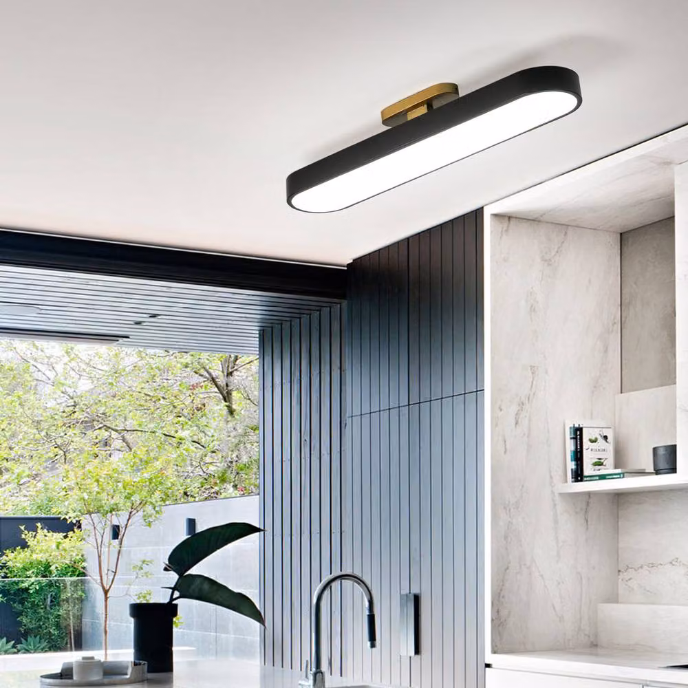 NIVOR 42W Dimmable Acrylic and Metal Linear LED Ceiling Light with Remote Control in Black – 5