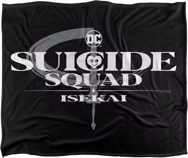 Warner Bros. Suicide Squad Isekai Logo Super Soft Fluffy Polyester Throw Blanket, Multicolour and Black, Large