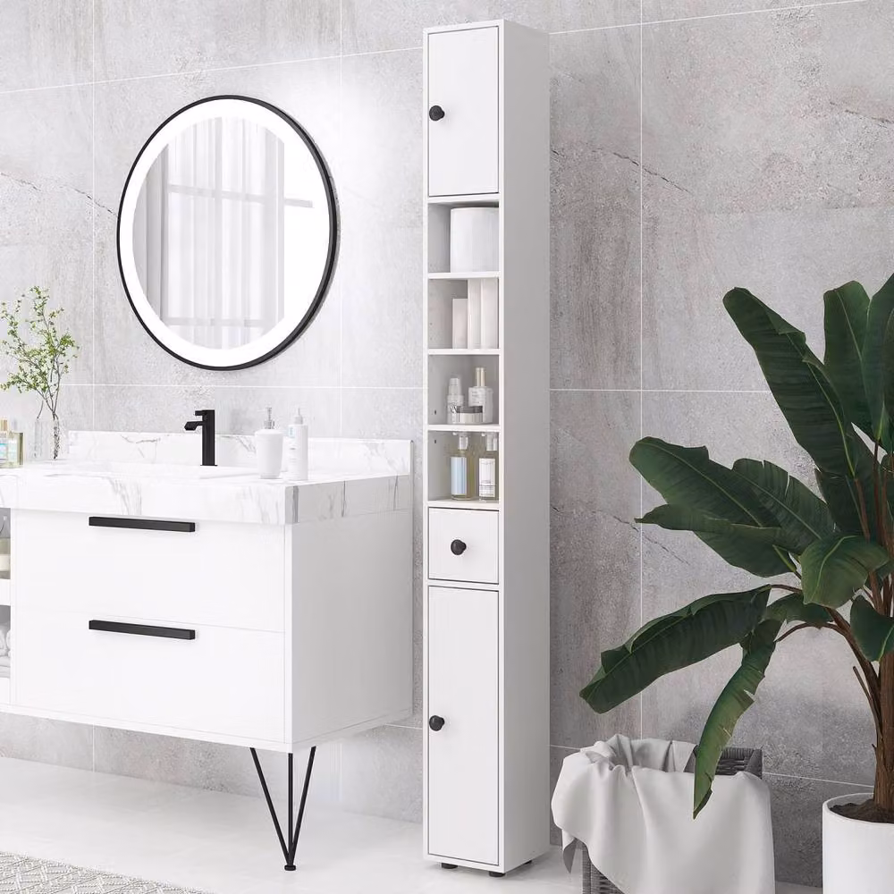 Wyld Haus Lakeva Extra Tall Slim Bathroom Storage Cabinet, White, H 180 x W 20 x D 20 cm – 3