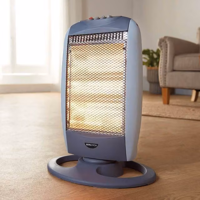 Bergstrom Grey Halogen Infrared Heater with 75 Degree Oscillation and 3 Heat Settings, H 48 cm x W 48 cm x D 48 cm