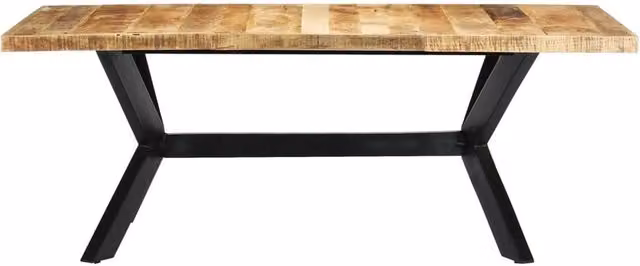 Berkfield Home Rectangular Dining Table in Brown Solid Mango Wood W/D/H: 200 x 100 x 75 cm