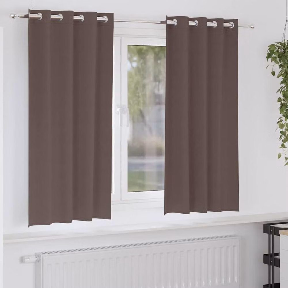 Berkfield Home Blackout Eyelet Curtains, 2 Pack, Brown, W: 140 cm, H: 175 cm – 2