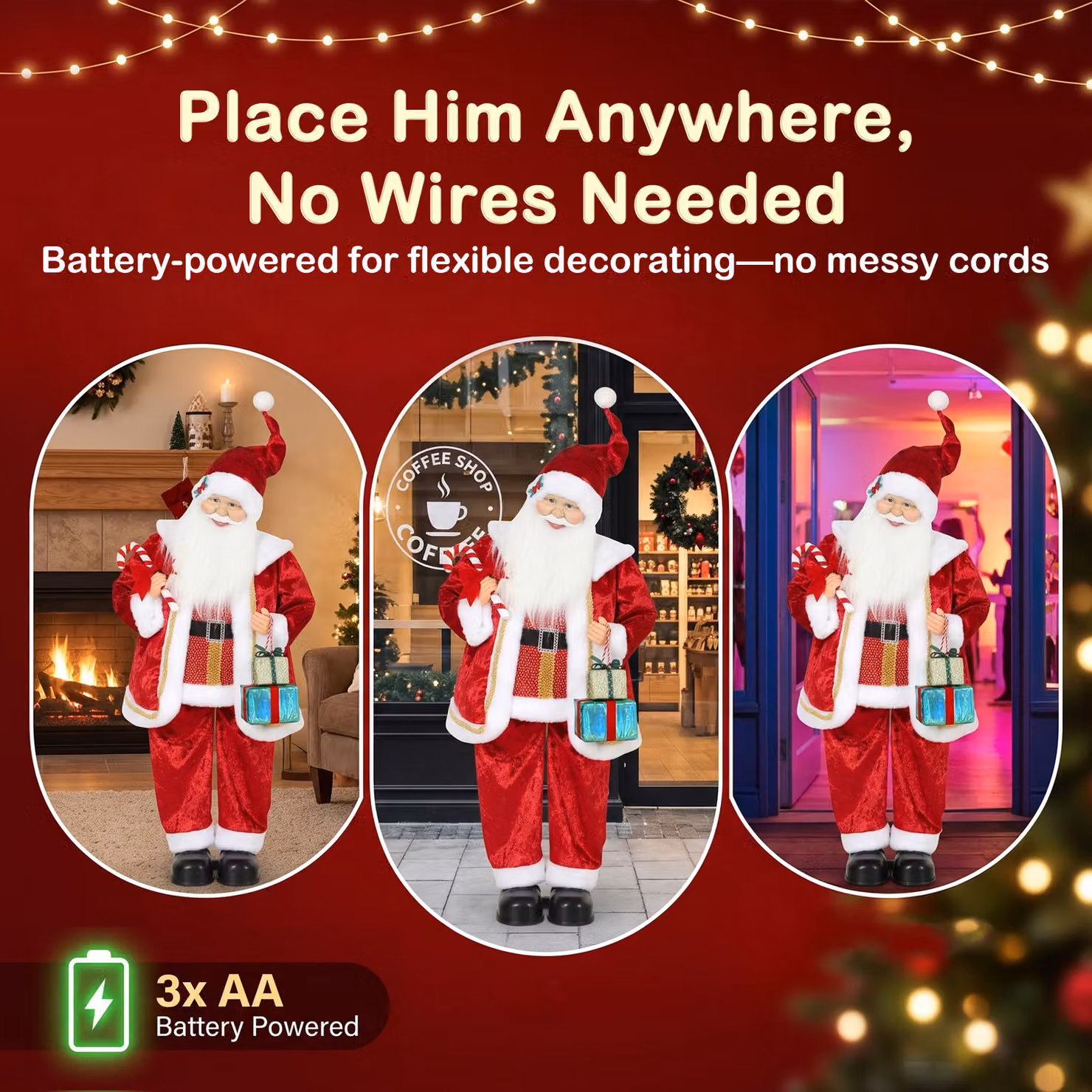 HOMCOM 120cm Life Size Singing and Dancing Animated Santa Claus Decoration in Red with Posable Arms and Sound Touch Activation – 7