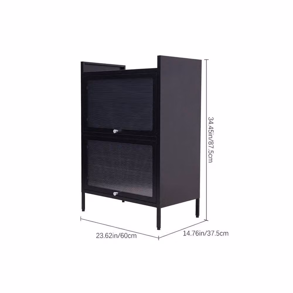 KORVIXA Modern Black Metal Standing Sideboard Storage Cabinet W/D/H: 100 x 100 x 100 cm – 2
