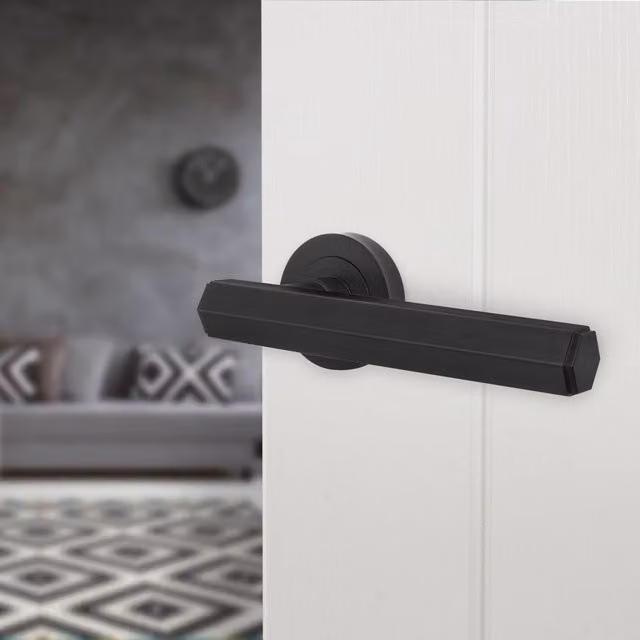AFIT Matt Black Aluminium Internal Lever On Rose Door Handle