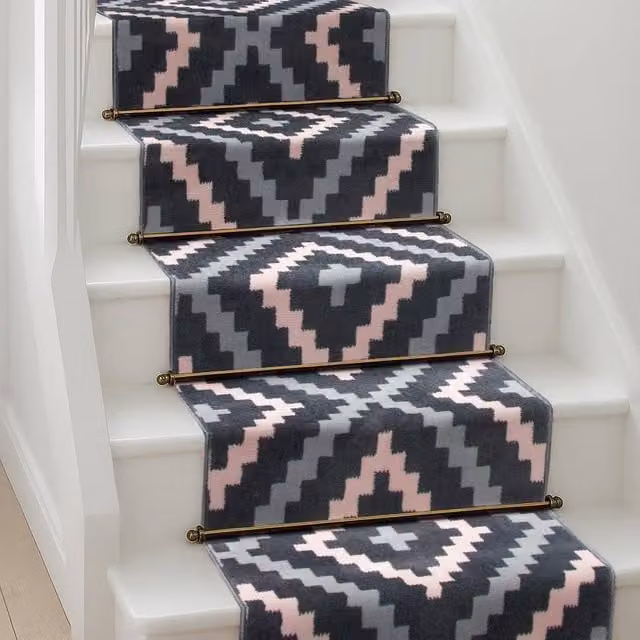 Bravich LTD Modern Geometric Tile Hallway Runner Rug, Pink, W: 60 cm, L: 240 cm