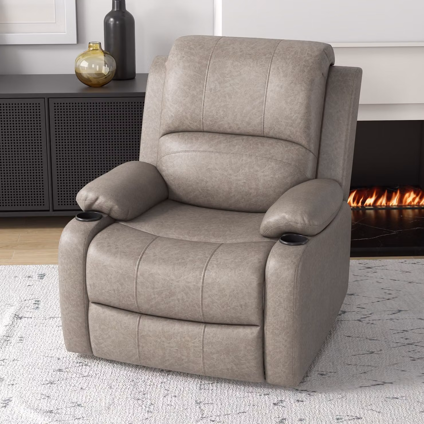 HOMCOM Microfibre Recliner Armchair in Brown with Manual Lever and Metal Frame – 2