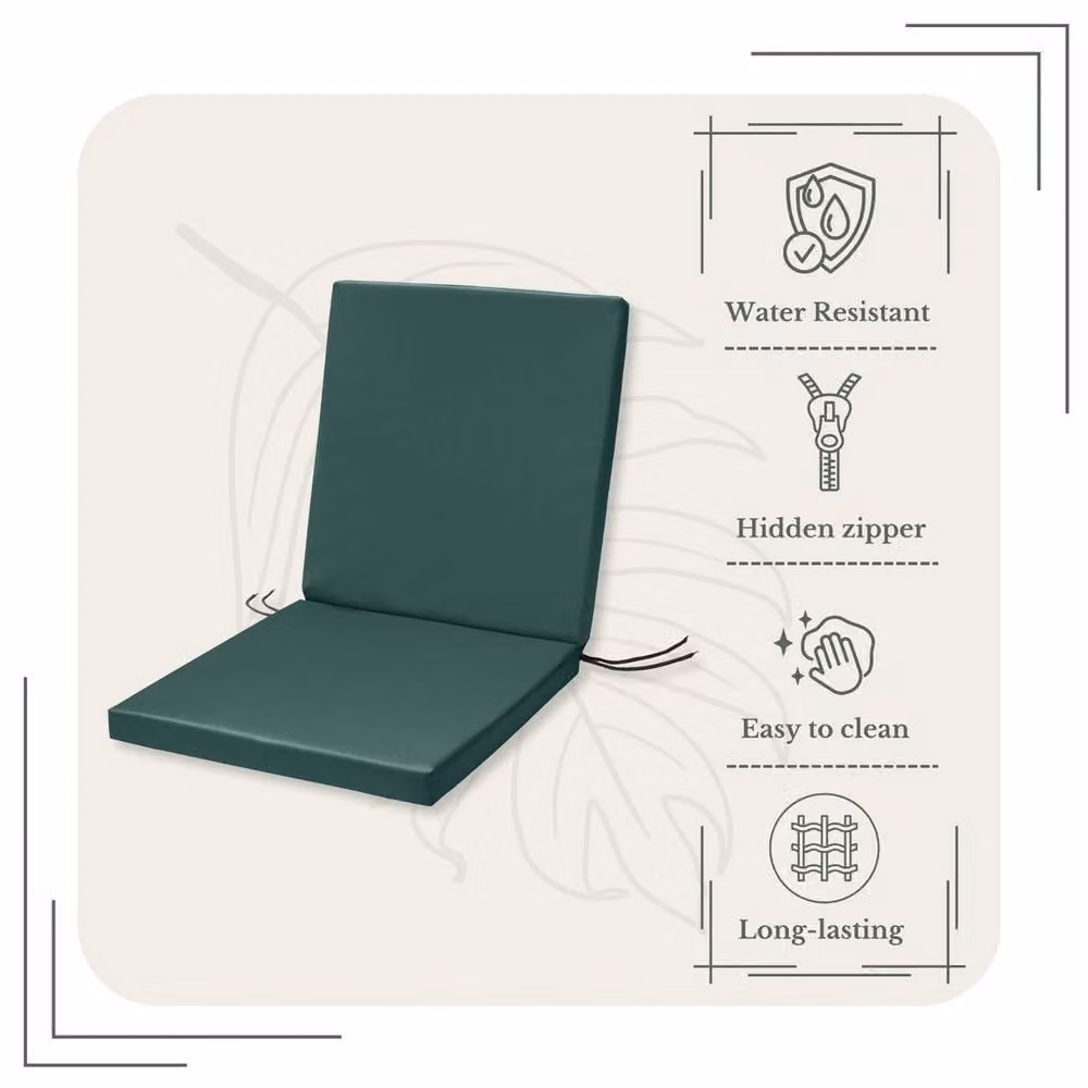 NESTLUNE Waterproof Low Back Chair Cushion Seat Pad in Green, W/D: 120 x 120 cm – 2