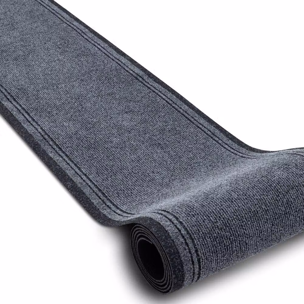 RugsX Malaga Anti-Slip Grey Striped Runner, W: 80 cm, L: 430 cm – 2