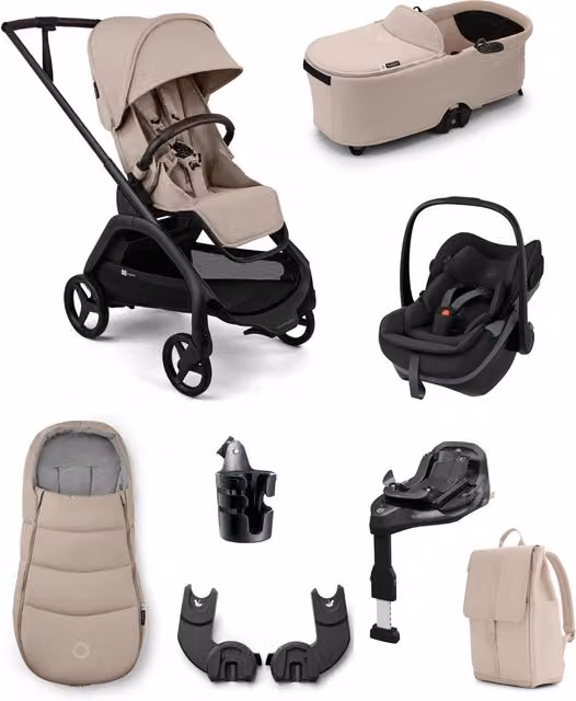 Bugaboo Dragonfly Plus Ultimate Pushchair Bundle with Maxi-Cosi Pebble Slide Pro Car Seat in Desert Taupe (8 Pieces)
